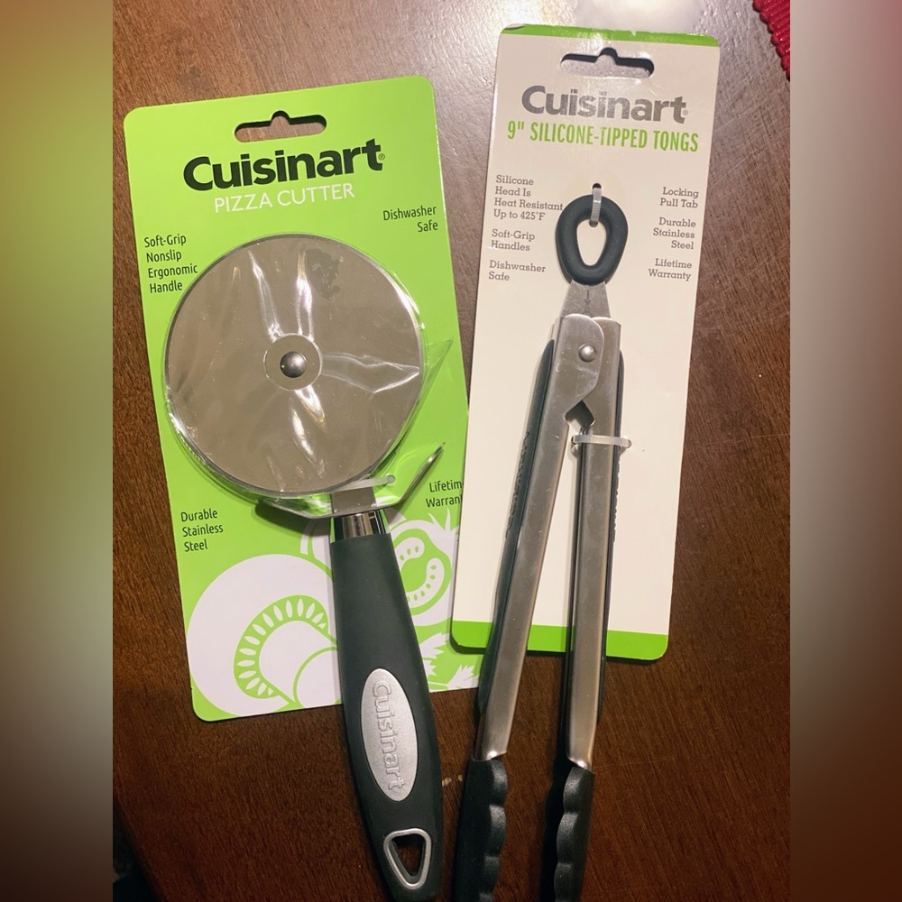 Cuisinart Pizza Cutter & 9” Silicone-Tipped Tongs